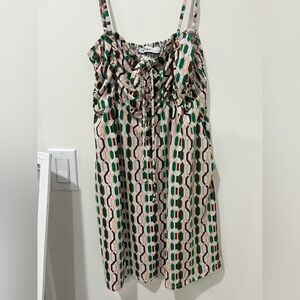Geometric Patterned Green and Brown Dress
